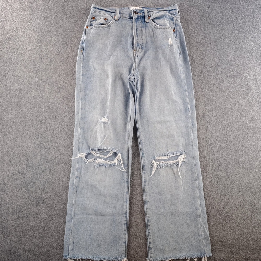 Pistola Straight Leg Jeans Womens 25 Light Blue Frayed Hem Distressed Rayon